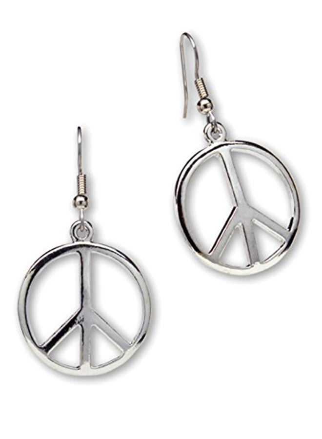 Hippie Peace Sign Dangle Earrings