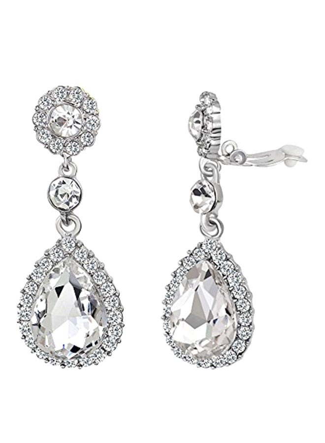 Brass Crystal Unique Design Teardrop Earrings