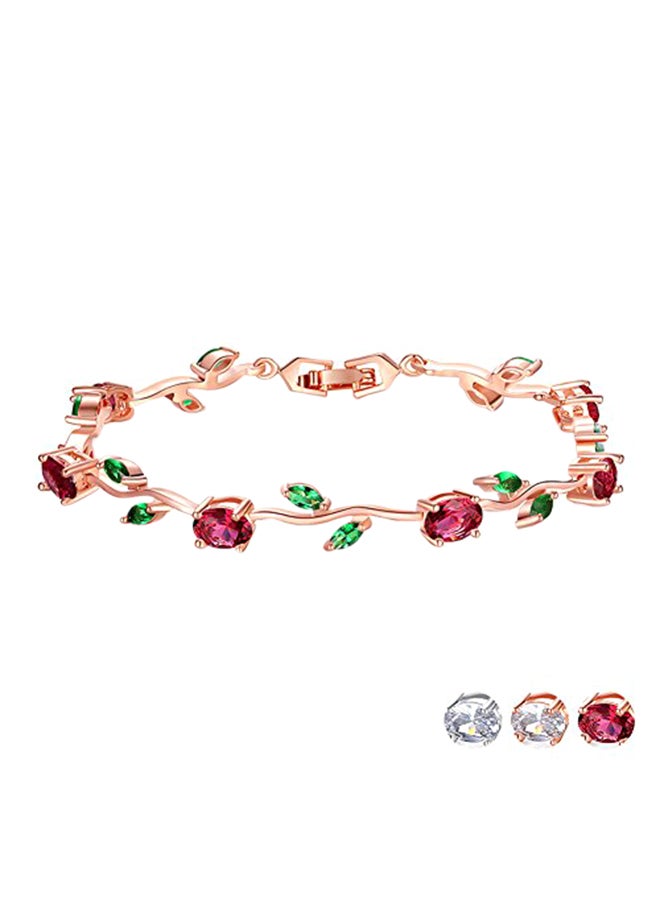 18-Karat Gold Plated Accent Two Tone Gemstone Tennis Bracelet