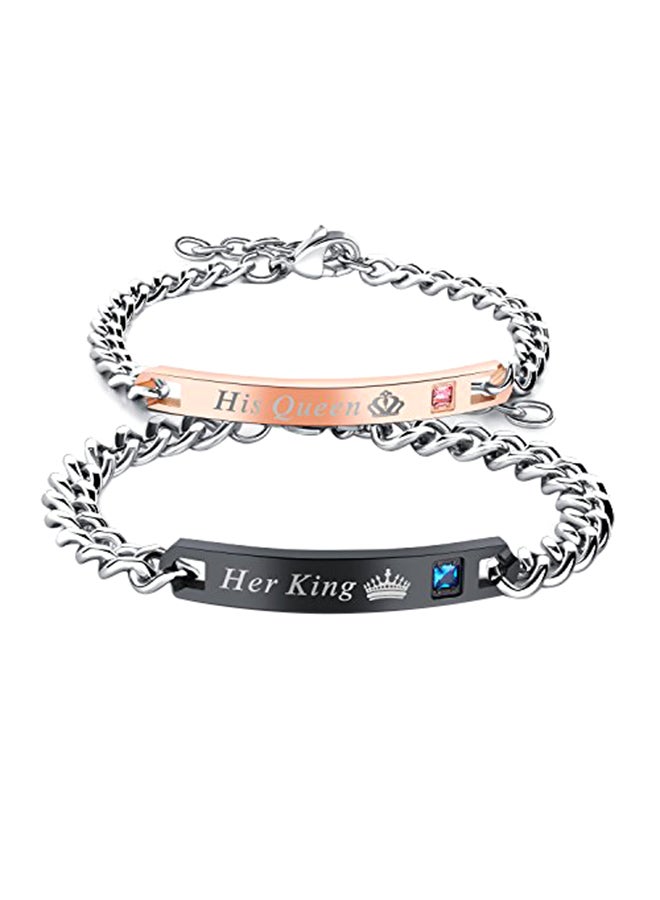 2-Piece Cubic Zirconia Couple Id Bracelets