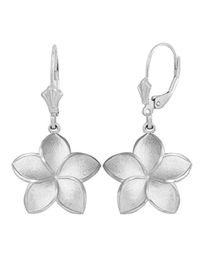 Flower Collection 925 Sterling Silver Hawaiian Flower Plumeria Clip-Ons 