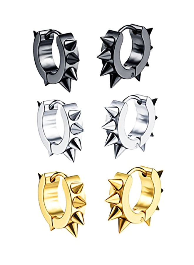 UM Jewelry - 3-Pairs Unisex Punk Hip Hop Stainless Steel Hoop Earrings - Image 1