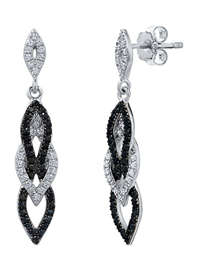 Berricle Rhodium Plated Sterling Silver Cubic Teardrop Earrings 