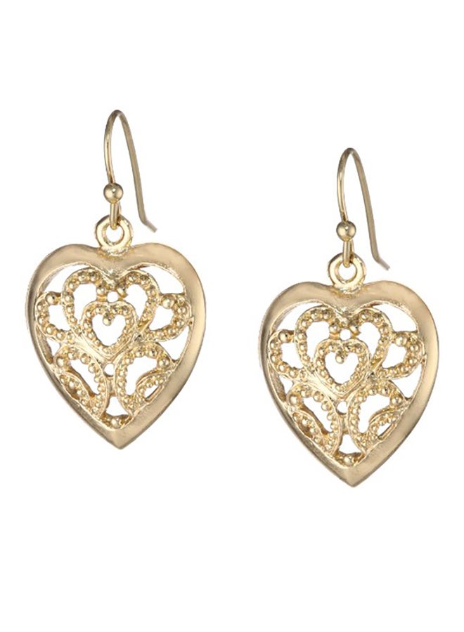1928 Jewelry Filigree Heart Drop Teardrop Earrings