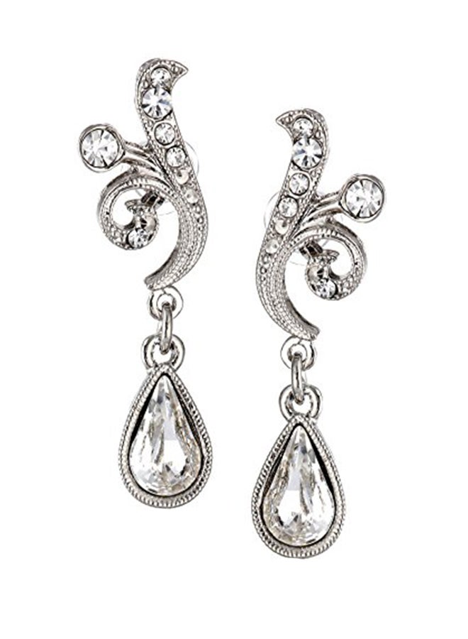 1928 Jewelry Crystal Scroll Teardrop Earrings