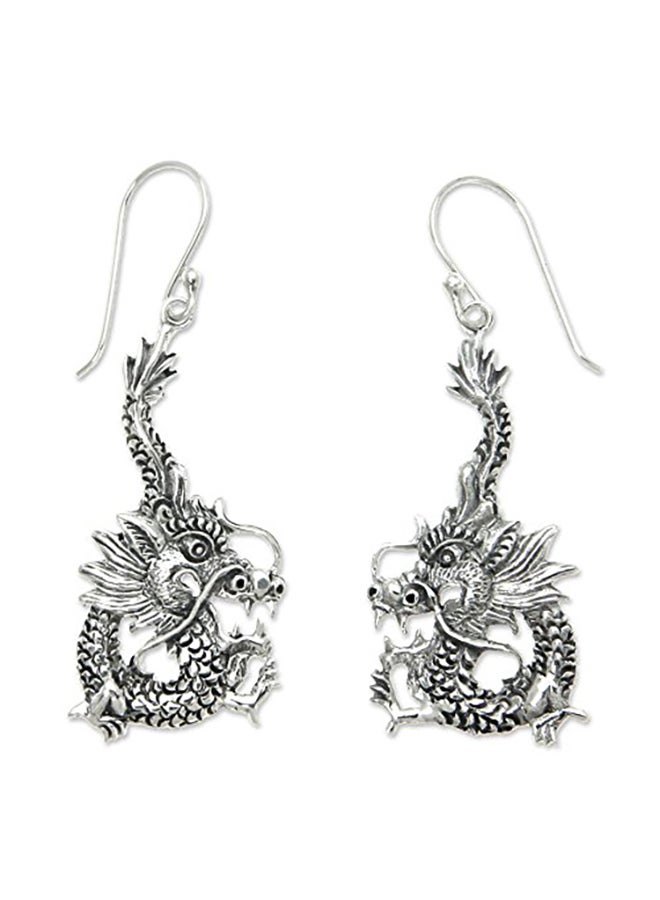 NOVICA - 925 Sterling Silver Dragon Dangle Earrings - Image 1