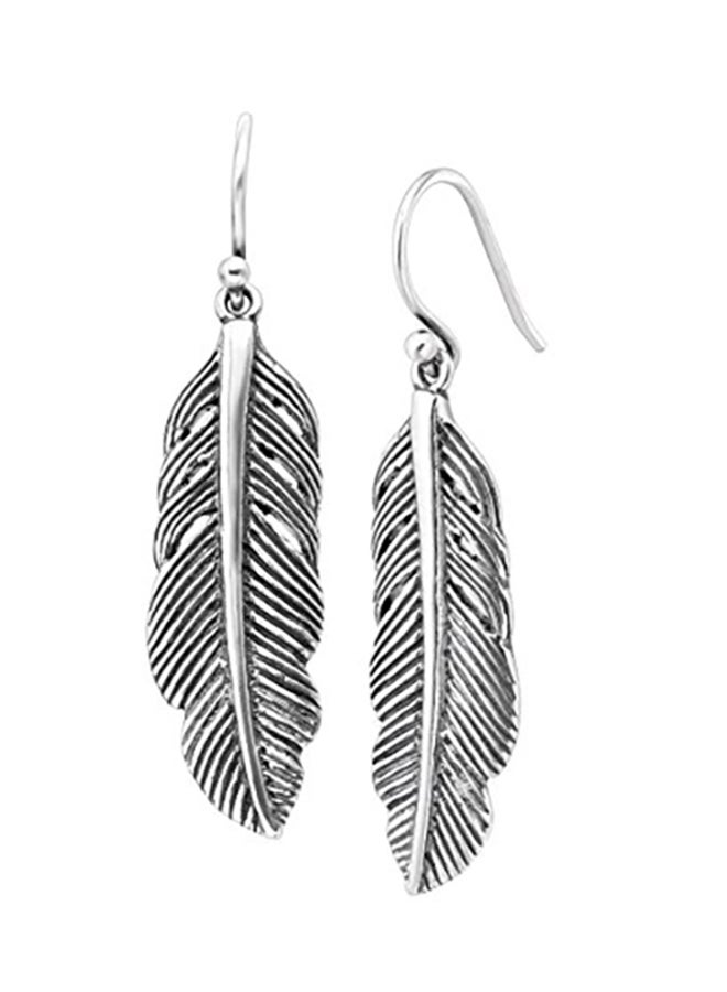 Sterling Silver Etched Feather Drop Earrings