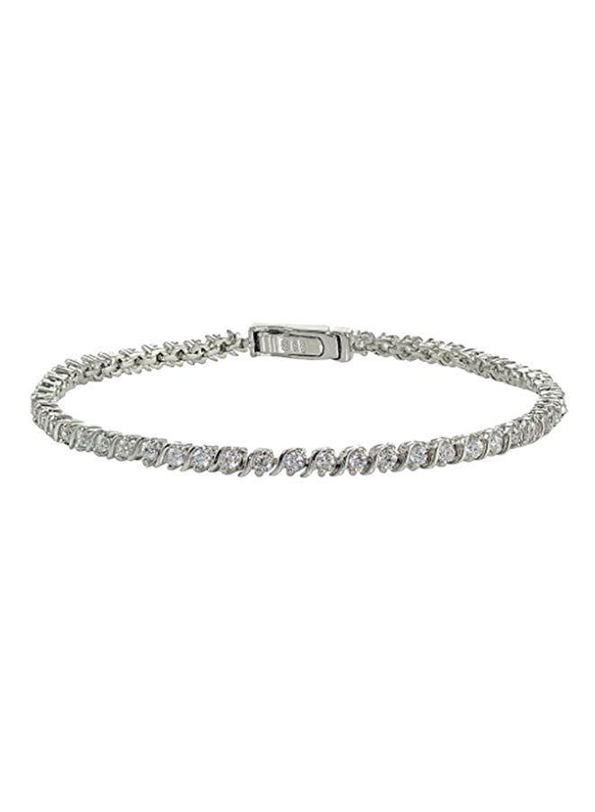Hoops & Loops - Sterling Silver Round Cut Design Tennis Bracelet - Image 1