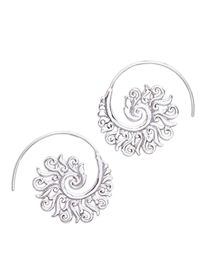 NOVICA 925 Sterling Silver Spiral Beauty Paisley Half Hoop Earrings 