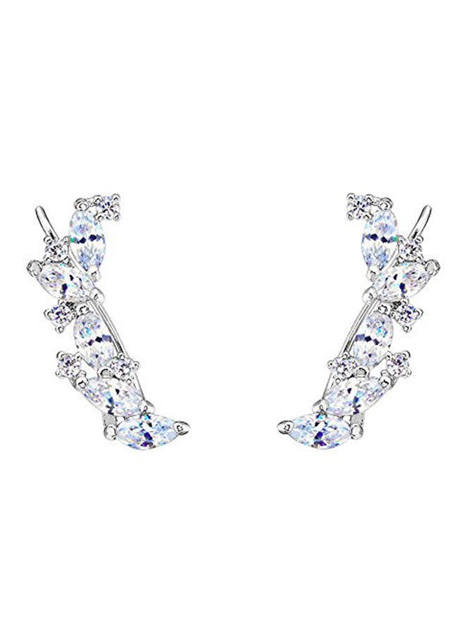 EVER FAITH - 925 Sterling Silver Cuff Wire Wrap Sweep Hook Earrings - Image 1