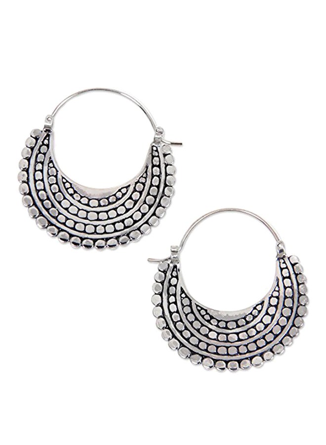 NOVICA - 925 Sterling Silver Moon Sea Catch Hoop Earrings - Image 1