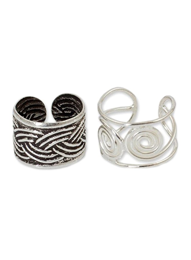NOVICA Set Of 2 925 Sterling Silver Cuffs Earrings 