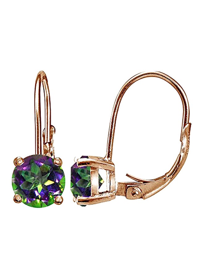 Ice Gems flashed sterling silver treated Peacock Topaz Fashion Earrings