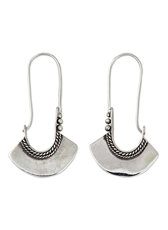 NOVICA 925 Sterling Silver Hollow Bell Hoop Earrings
