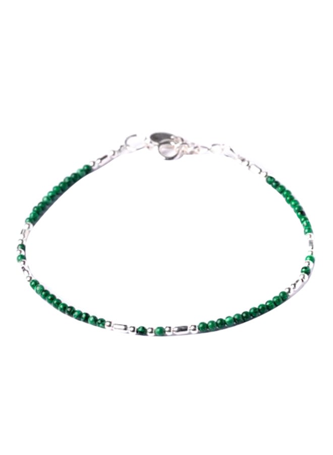 81 اس تي جينيريشن سوار مكون من خرزات متصلة من حجر الملكيت ومصنوع من الفضة الإسترليني عيار 925