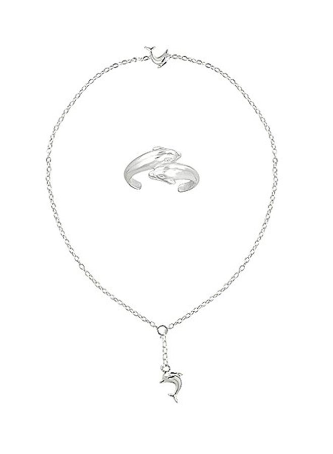 هوبس آند لوبس طقم مجوهرات من الفضة الإسترليني عيار 925 بنمط دولفين