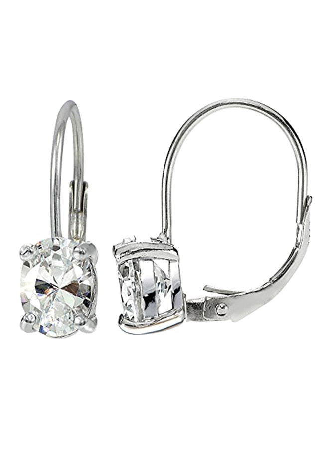 Hoops & Loops - 925 Sterling Silver Oval Zicronia Leverback Earrings - Image 1