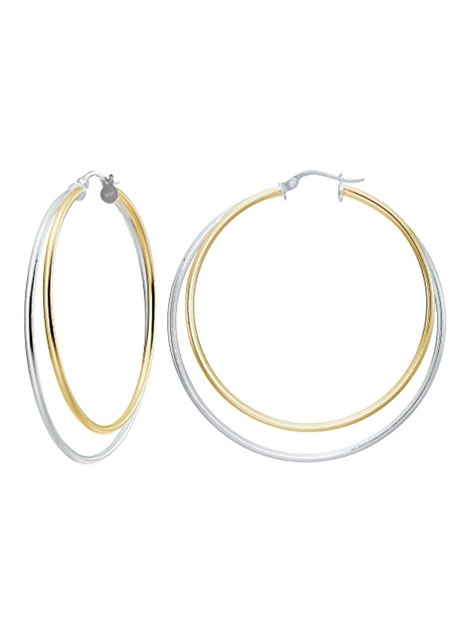 Sterling Silver Two Tone Round Hoop Earrings - v1552909432/N22436019A_1