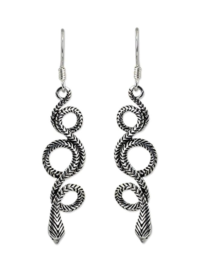 NOVICA 925 Sterling Silver Infinity Snake Dangle Earrings