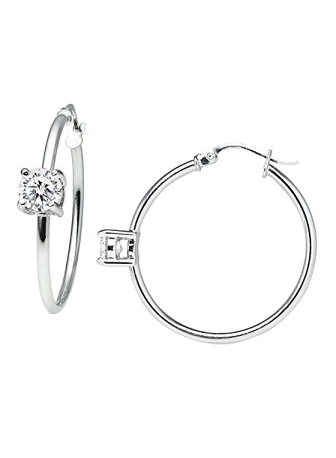 RIVER ISLAND - Sterling Silver Round Zirconia Hoop Earrings - Image 1