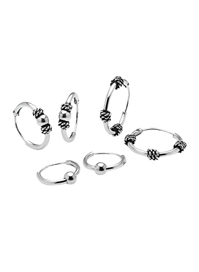 Hoops & Loops - Set Of 3 Sterling Silver Polished Bali Hoop Earrings - Image 1