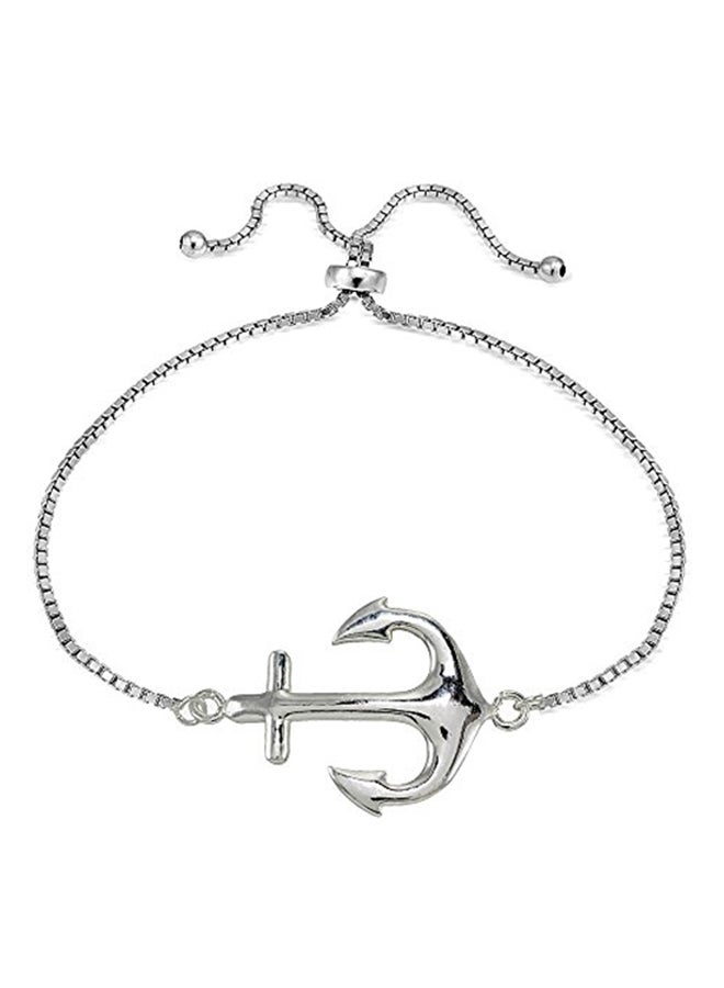 Hoops & Loops Sterling Silver Adjustable Anchor Bracelet 