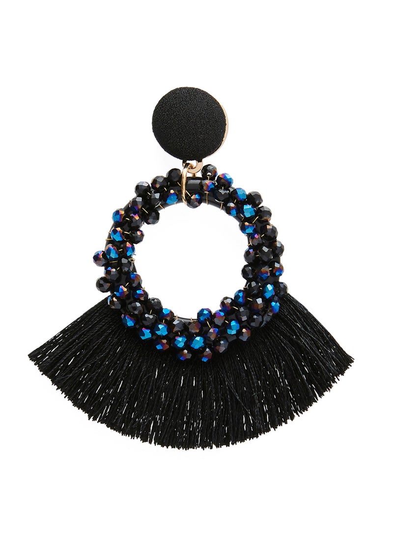 يويجين أقراط شرابة دائرية مرصعة بالخرز - Image 2