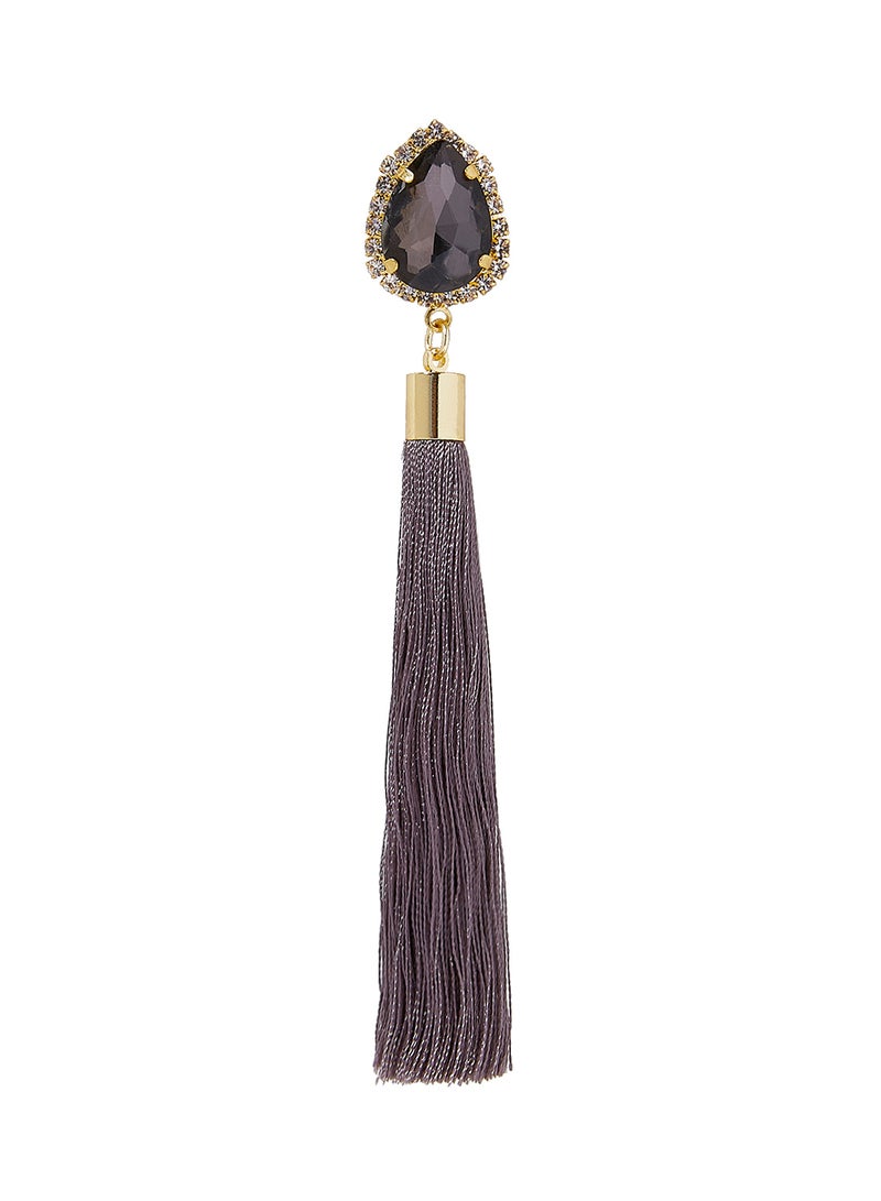 YUEJIN - Crystal Studded Tassel Earrings - Image 1