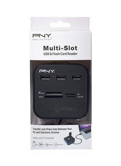 Multi-Slot USB and Flash Card Reader Black