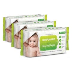 Bodyguard BodyGuard Premium Paraben Free Baby Wet Wipes with Aloe Vera - 216 Wipes (Pack of 3)  - Image 1