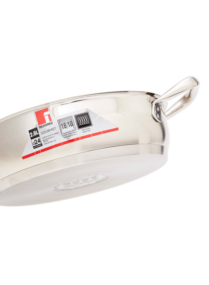 بيرجنر وعاء سطحي غير عميق مزود بغطاء زجاجي فضي / شفاف 24سم - Image 3