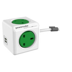 Allocacoc PowerCube Extended USB, UK Socket Green 