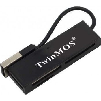 TwinMOS - 2-Piece USB 2.0 Portable USB Card Reader Black/White - Image 1