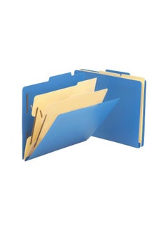 Smead 10-Piece Poly Classification Folder With 2-Divider Set Blue 