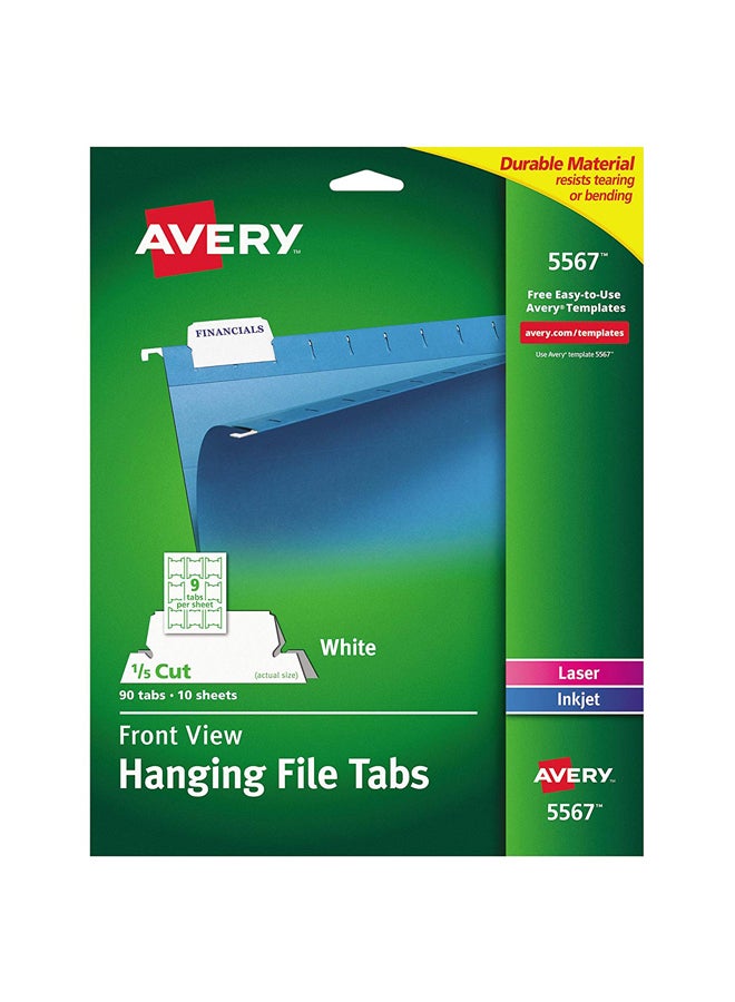AVERY 90-Piece Front View Hanging File Tabs White  - Image 1