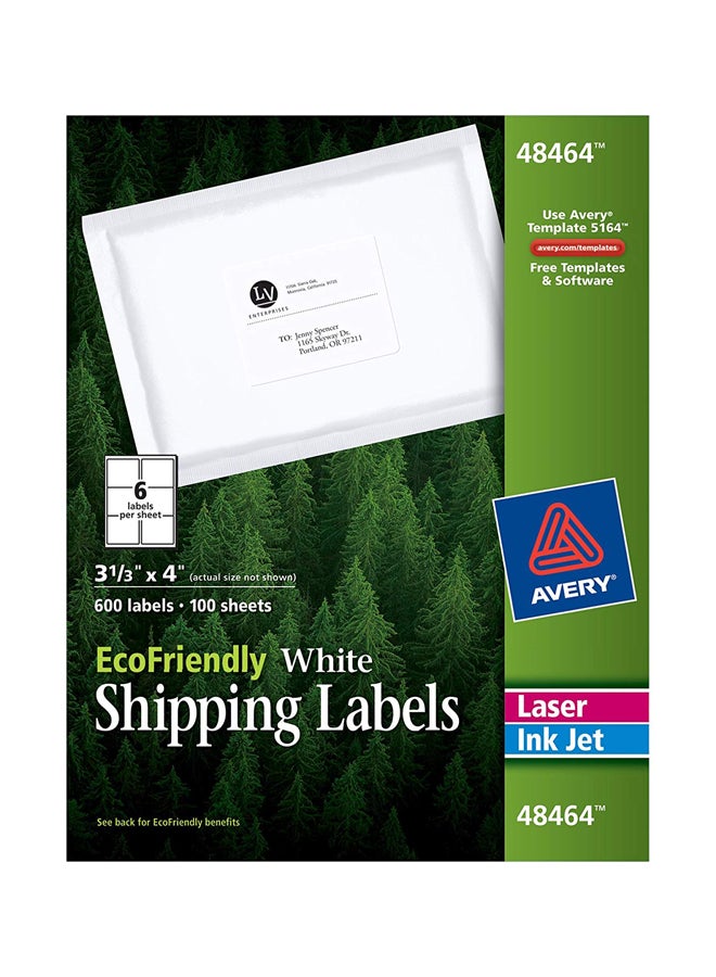 افيري ملصقات شحن صديقة للبيئة من 600 قطعة أبيض - Image 1