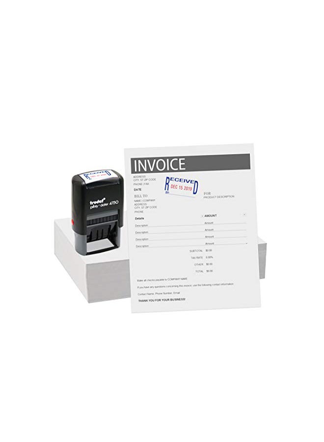 ترودات ختم للتاريخ مطاطي ذاتي التحبير أزرق/أحمر - Image 3