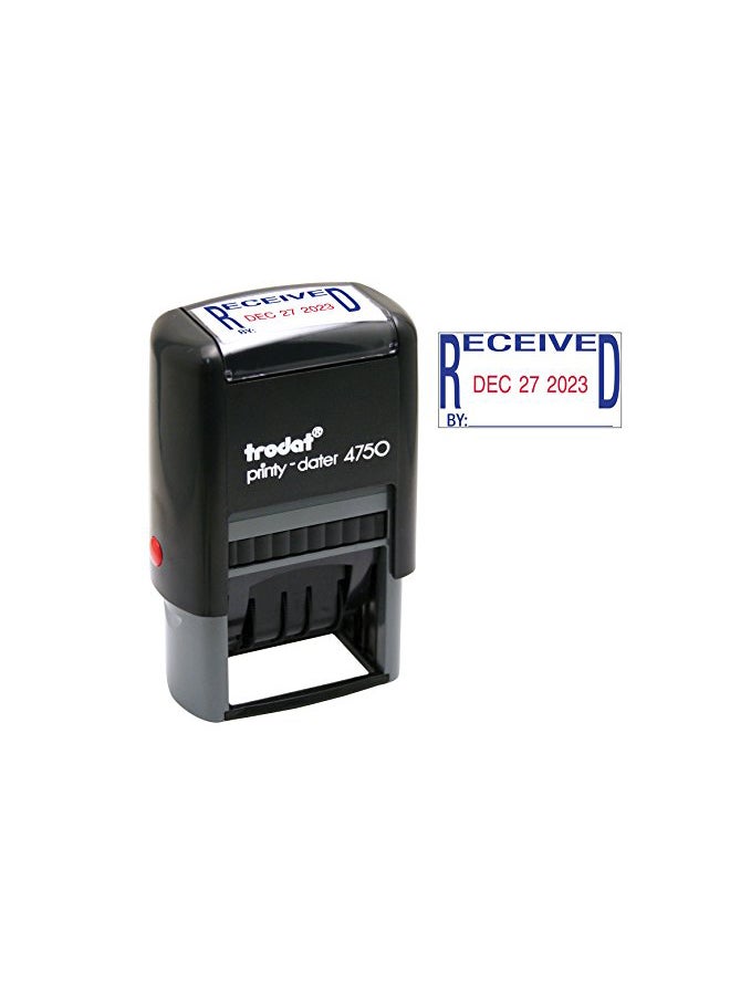 ترودات ختم للتاريخ مطاطي ذاتي التحبير أزرق/أحمر - Image 2