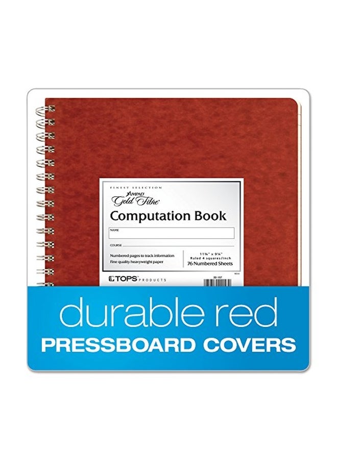 Ampad - Spiralbound Computation Book Red - Image 1