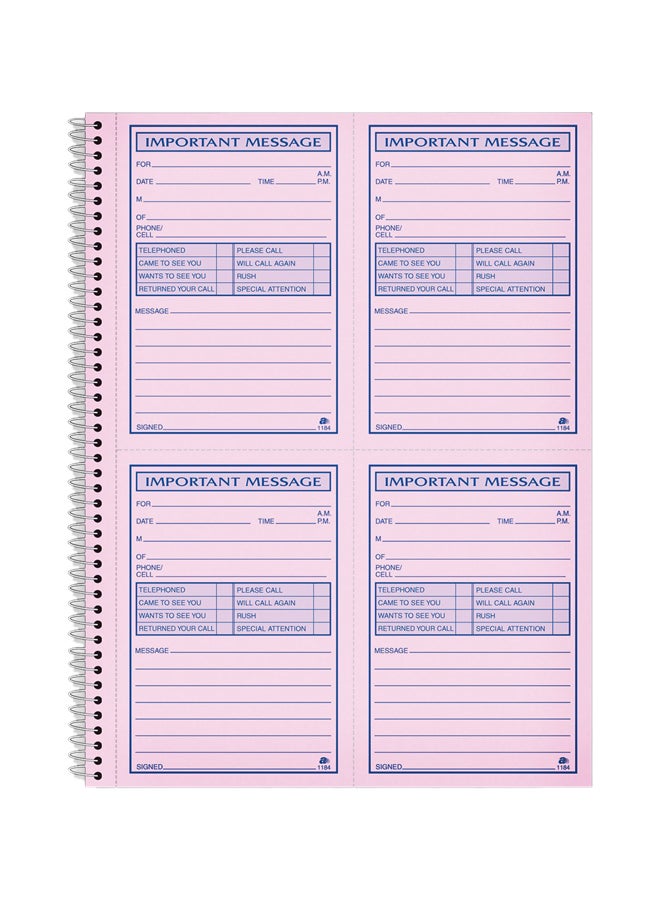 ADAMS Set Of 200 Important Message Book Pink/Blue 