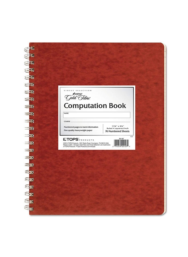 Ampad - Spiralbound Computation Book Red - Image 1