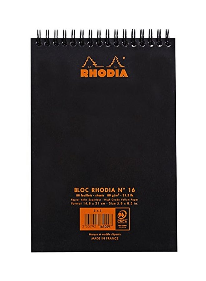 Rhodia - Head Stapled Wirebound Squared Notepad Black/Orange - Image 1
