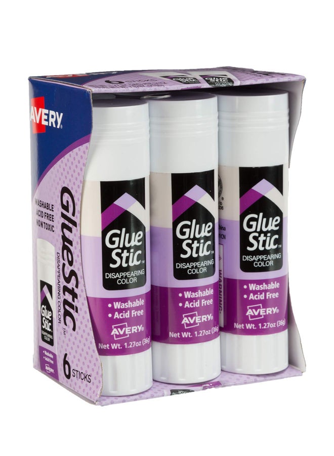 افيري أقلام صمغ قابلة للتلاشي من 6 قطع أرجواني - Image 1