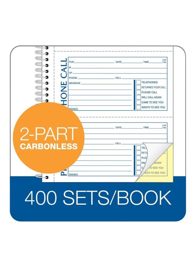 ADAMS 6-Piece Phone Message Book Set Blue/White/Orange  - Image 3