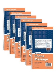 6-Piece Phone Message Book Set Blue/White/Orange