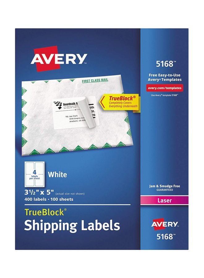 افيري طقم ملصقات تسمية لعناوين الشحن من 460 قطعة أبيض - Image 1