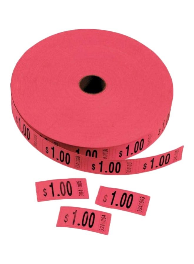 2000-Piece Single Roll Tickets Red/Black