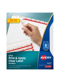 AVERY 5-Piece 8-Tab Print And Apply Label Dividers Clear  - Image 1