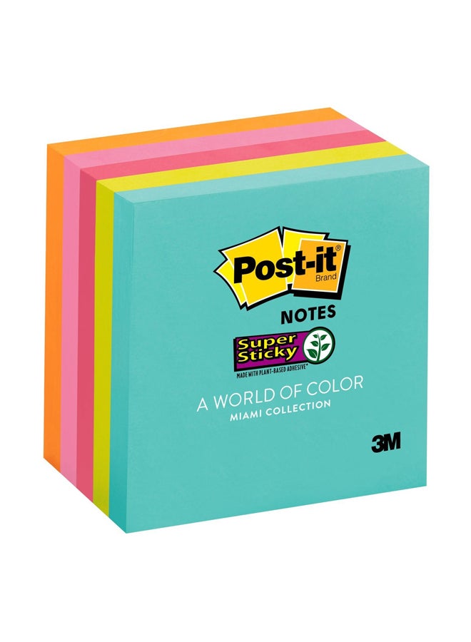 بوست إت مجموعة ملاحظات لاصقة من مجموعة ميامي من 5 قطع أزرق/وردي/أصفر - Image 1
