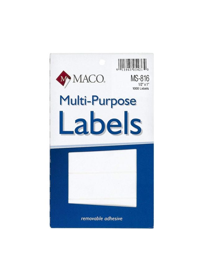 ماكو 1000 قطعة ملصقات مستطيلة متعددة الاستعمالات أبيض
